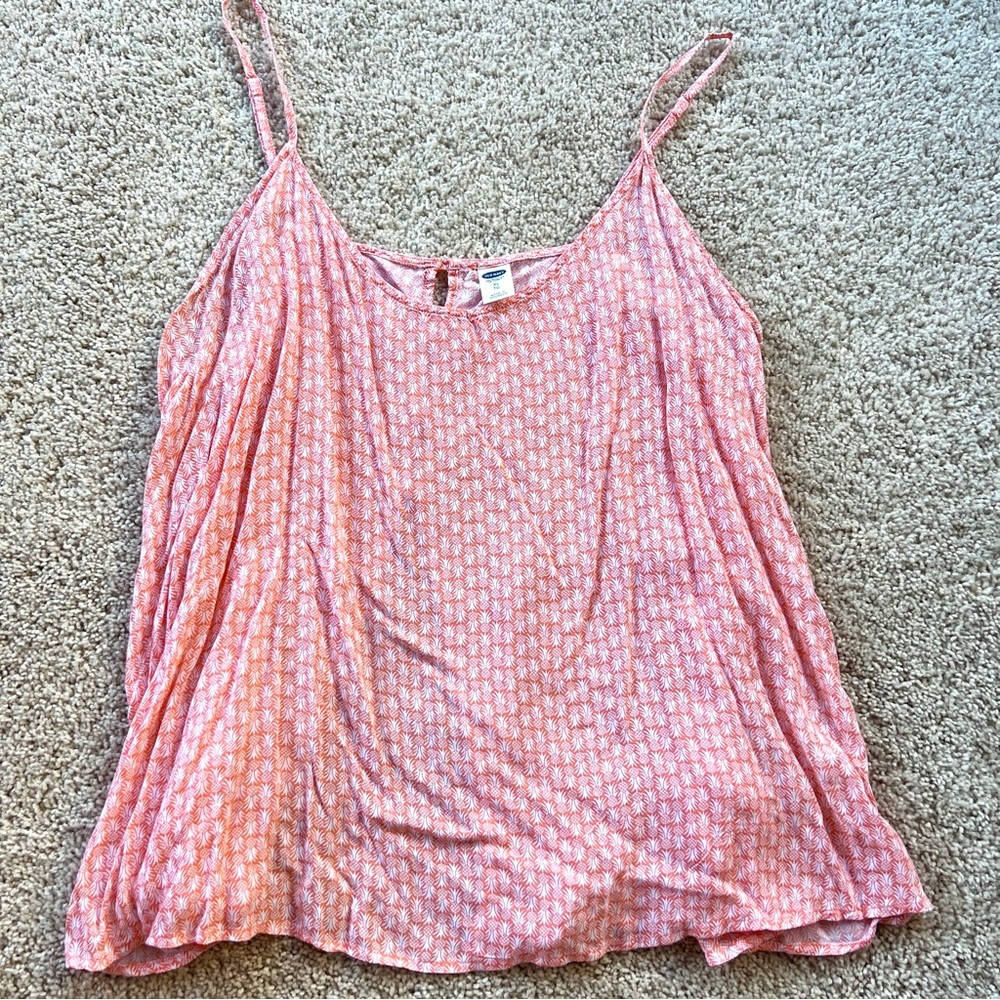 Old Navy | Orange + White Pineapple Print Button Split-Back Sleeveless Shirt